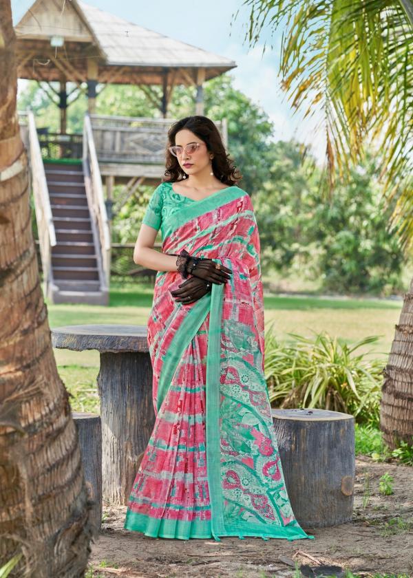 Digital Mount Cottage 1 Floral Printed Linen Saree Collection